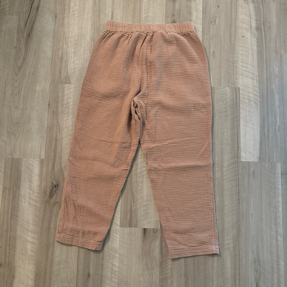 Madewell Tan Cotton-Linen High Rise Tapered Gauze Button Front Pants - Picture 7 of 7